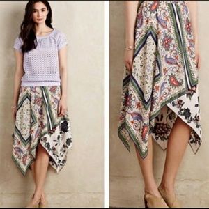 Anthropologie far sun asymmetrical skirt